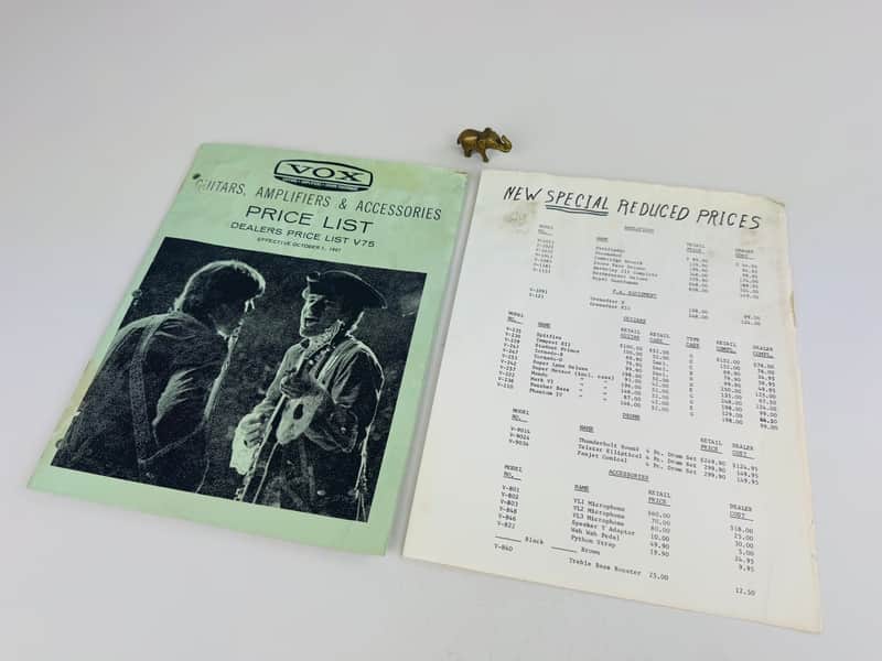 Vox Dealers Price List V75 & Reduced Price Supplement 1967 image 1