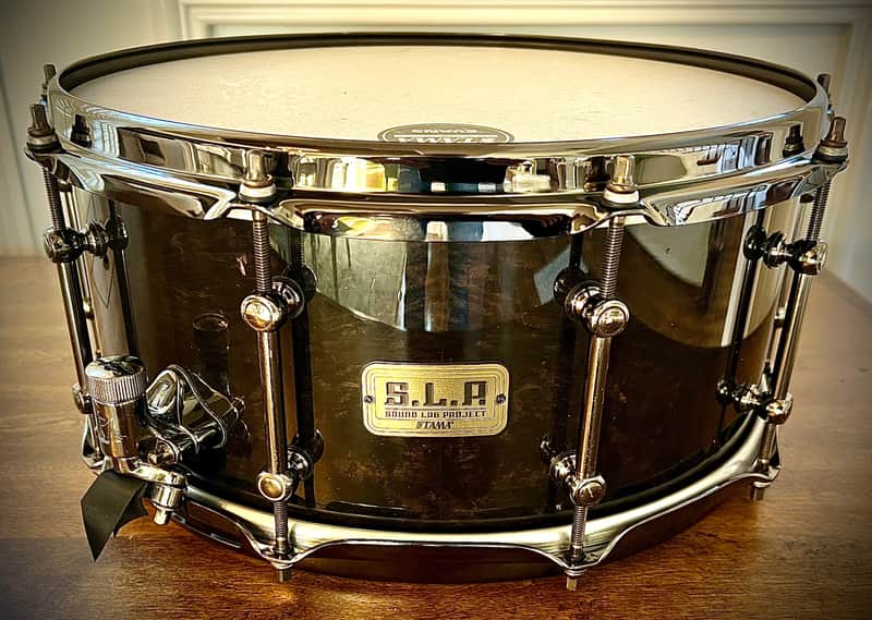 TAMA LMB1465MMB 14x6.5” S.L.P. Power Maple Snare Drum in Midnight Mapa Burl Finish image 1