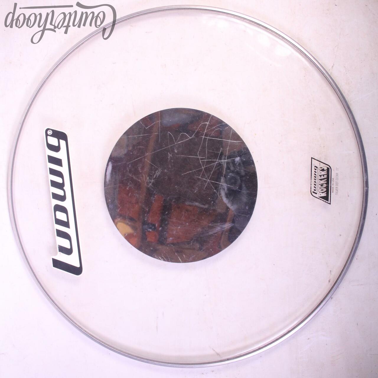 Ludwig 22"Silver Dot Clear Bass Drum Head Rockers Made In USA Batter Vintage 70s — main photograph