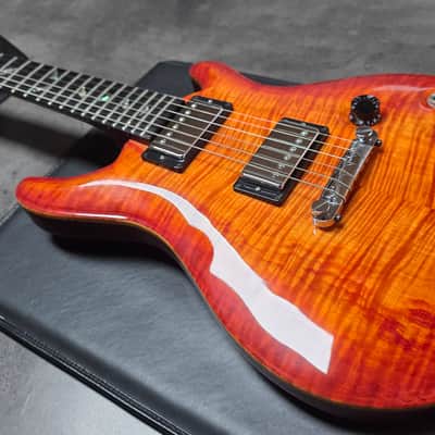 Joe White Guitarworks British Custom Shop UK Boutique Luthier AAA Flame 10 Top Sunburst Tomato Soup Masterbuilt Master Built Custom Abalone Leaf Inlay 22 PRS Tribute image 1