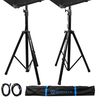 (2)Rockville RSG10 10” 400 Watt 2Way 8-Ohm Passive DJ PA Speaker +Stands +Cables image 1