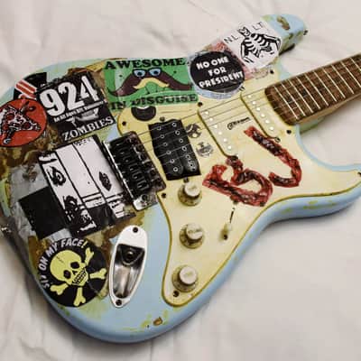 Billie Joe Armstrong Blue Electric Guitar BJ Replica Relic and Gig Bag Green Day image 3