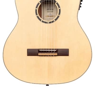 Ortega Guitars Family Series Thinline Acoustic-Electric Left-Handed Nylon Classical 6-String Guitar w/Bag, (RCE125SN-L) image 3