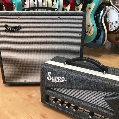 Supro 1605RH Reverb Special Head and 1790 Black Magick Extension Cabinet Stack image 3