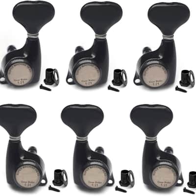 3R3L Guitar Locking Tuners 1:21 Lock String Tuning Key Pegs Machine Head Fish Tail Style Tuner Replacement for Electric Folk or Acoustic Guitars (Black) image 6