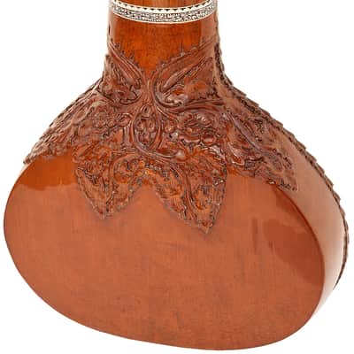 SITAR~RAVI SHANKAR STYLE~7 STRINGS~SWAN NECK~DESIGNER TUN WOOD~PICKUP TO CONNECT WITH AMPLIFIER~FLAT~WITH GIG BAG, MIZRABS & STRINGS image 4