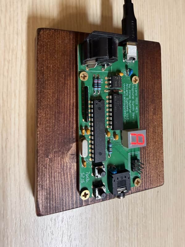 Arcano MIDI NES Chiptune Synth II — 8-Bit Nintendo Sound Module on Wood Base image 1