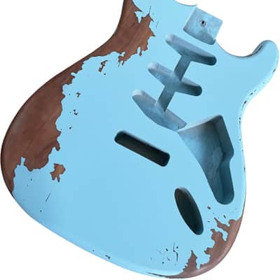 Electric Guitar Body Stratocaster Style Nitro Top Wood DIY Guitar Body S-S-S pickups Heavy Guitar Body Blue image 2