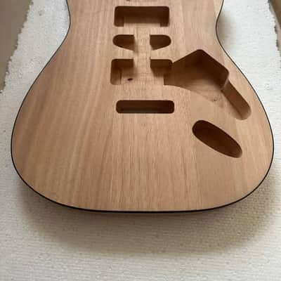 Mahogany Strat Style Guitar Body, HSH Route, Unfinished with Black Edge image 2