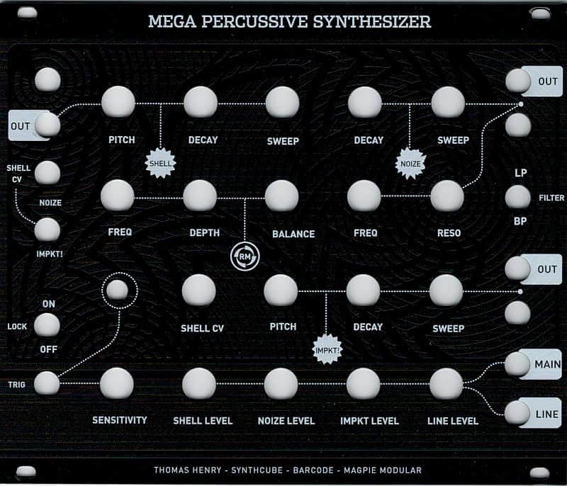 thomas henry mega percussive synth (MPS) black magpie version | panel+pcb set image 1