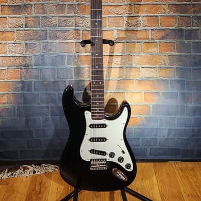 Lotus S-Style Electric Guitar Black New Strings Set Up image 1