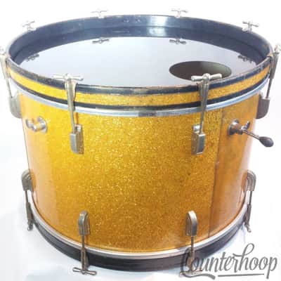 Leedy&Ludwig 22x14" Bass Drum Gold Sparkle Vintage 50s Nickel Rail Mount Elkhart image 5