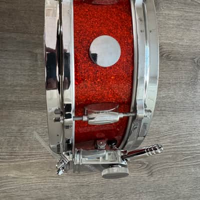 Gretsch  1962 Era Round Badge Progressive Jazz Bop Drum Set 18 Inch Bass Drum Tangerine Glass Glitter image 12