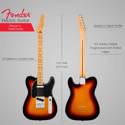 Fender Player II Telecaster Electric Guitar - 3-color Sunburst with Maple Fingerboard image 3