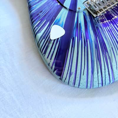 Fender FSR "Splattercaster" Standard Splatter Stratocaster with Rosewood Fretboard 2003 - 2004 - Violet, Daphne, Agave, Lake Placid, and Midnight Blue Swirl over Olympic White image 11