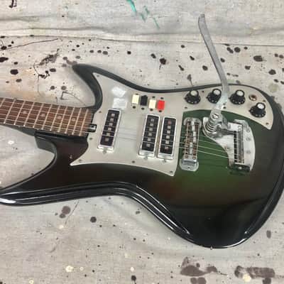 Vintage Teisco K-3L Sharkfin Circa 1960's Dark Greenburst Needs TLC & Repair K3-L image 12