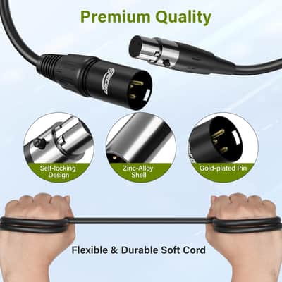 3 Pin XLR Male to Mini XLR Female (TA3F) Microphone Cable Adapter 1 Ft/2 Pack for Blackmagic Pocket Cinema Camera BMPCC Video Assist 4K Sharp 8K & C70, Pro Lapel Audio Replacement Cable image 2