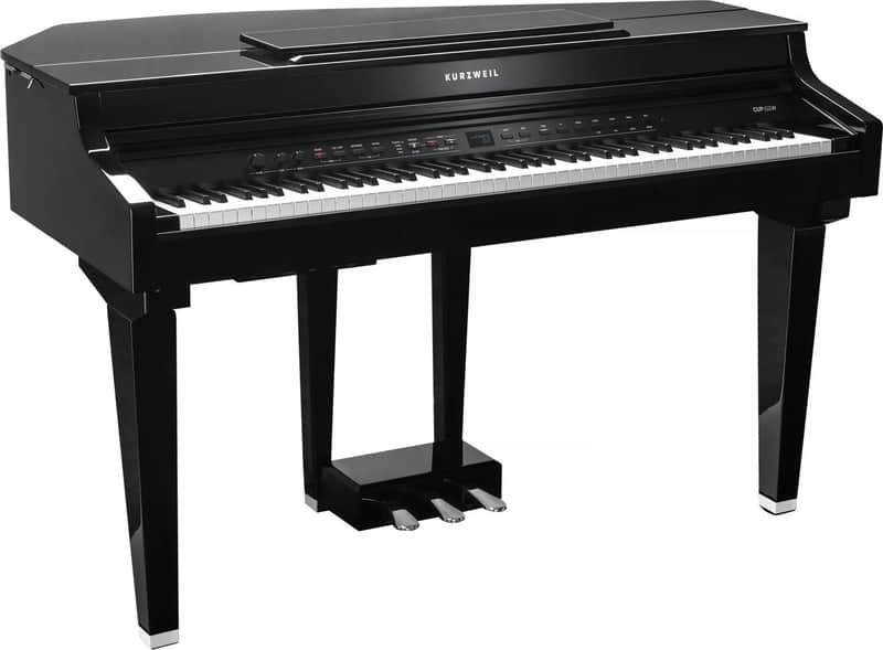 Kurzweil CUP G1W Digital Mini-Grand Piano, 88-Note, fully weighted, 4-zone graded, hammer-action with natural wooden keys, Black Polish Finish image 1