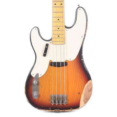Nash PB-55 3-Tone Sunburst Medium Relic LEFTY w/Lollar Pickups &1-Ply White Pickguard image 1