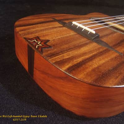 Handcrafted Left-hand Gypsy Tenor Ukulele Solid Acacia, Archback, Abalone Inlay, Soft-bag, Bruce Wei GY17-2119 image 9