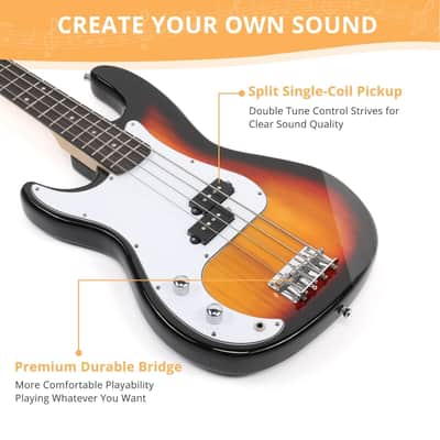 Glarry GP Left Handed Electric Bass Guitar Cord Wrench Tool Sunset image 3