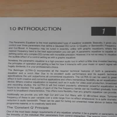 Behringer Ultra-Q The Ultra Musical Parametic Equaliser PEQ2000 Manual version 2.2 1995 image 6