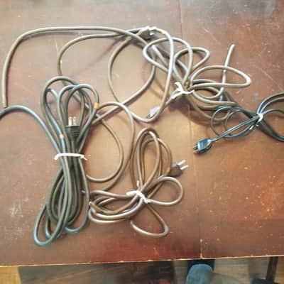 Cornish one (1) 117V Power Cord Electric Cable cut Ampro Vintage non-polarized black, brown 1940s-1960s image 5