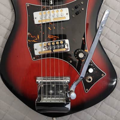 Teisco Norma EG 405-2  1960's - Crimson Red Burst w/GOLD FOIL PUPS/FRETWORK image 2