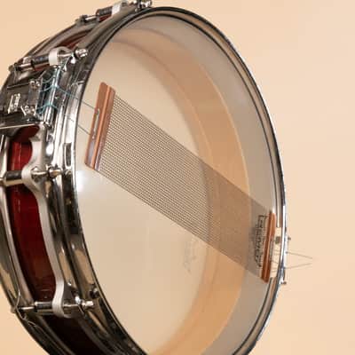 1980s Pearl 3.5x15 Sequoia Red Maple Free Floating Snare Drum image 12
