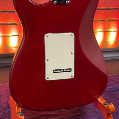 1998 Fender American Deluxe Stratocaster MN Crimson Red Transparent w/ Hard Case image 7