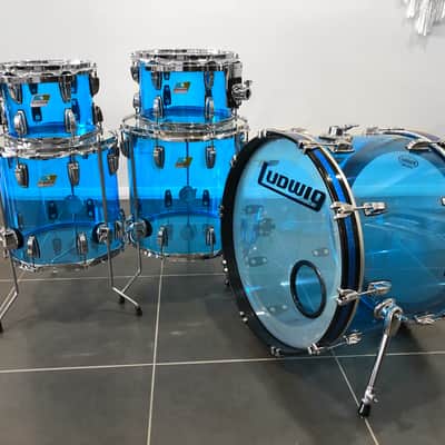 Ludwig Blue Vistalite Drums 10, 12, 14, 16, 22 image 1