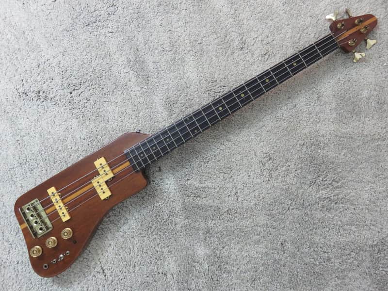 Vintage 1980s Austin Hatchet Wedge Travel Bass Guitar Natural Stained Body Rare image 1