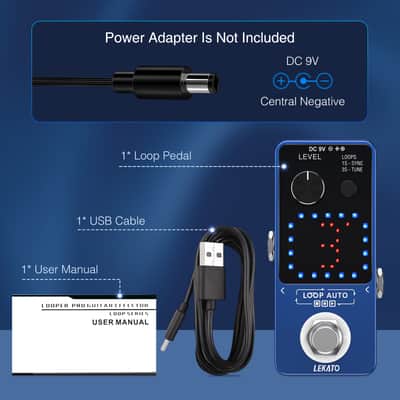 LEKATO Guitar Looper Pedal 3 Loops 18 Minutes Record Time w/ SYNC&Tuner Function image 2