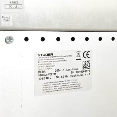 Studer D23m I/O System w/ A-Link HD Card, Fan Module, and Filter Module CG005BP image 8
