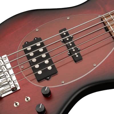 Sadowsky MetroLine 21-Fret Vintage MJ Bass 5 String, Red Alder Body, Burgundy Burst Transparent Satin image 6