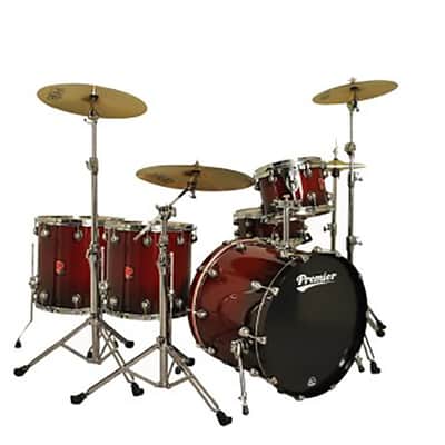 Premier Genista Birch Heavy Rock Five Piece 22/12/14/16 and 14 snare Cherry Fade Lacquer image 2