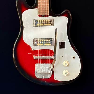 Zenon Teisco TRE-100 1962-64 electric gold foil pickups vibrato Red black burst image 1