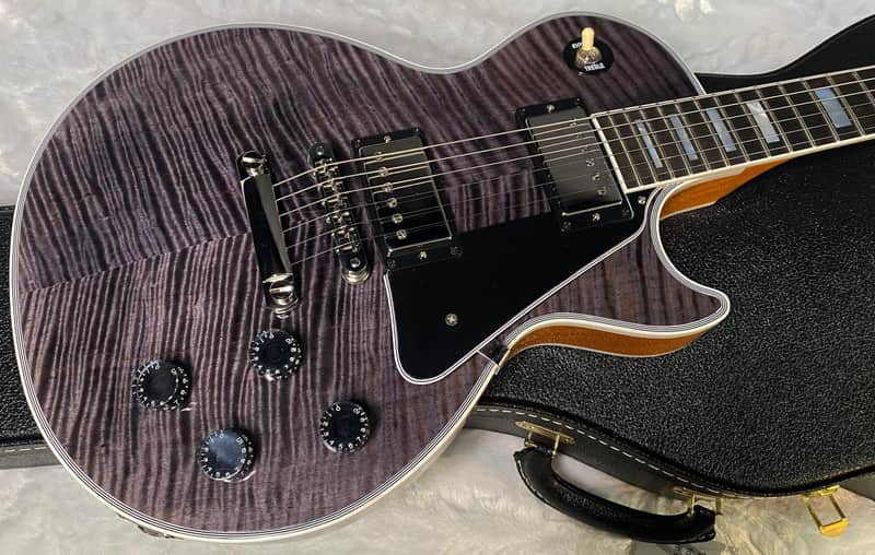 NEW! Gibson Dealer Select Custom Shop Les Paul Custom AAA Figured Flame Top - Transparent Black / Natural Back - Authorized Dealer - Curly Monster Flame! WOW! 8.9 lbs - G06798 image 1