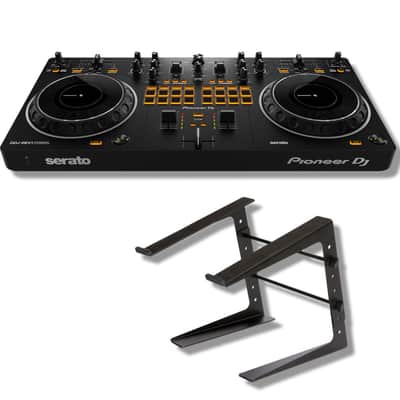 Pioneer DDJ-REV1 DJ Controller Bundle with Adjustable Laptop Stand for DJ's and StreamEye Polishing Cloth image 5