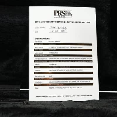 PRS Limited 40th Anniversary Custom 24 Satin Charcoal image 13
