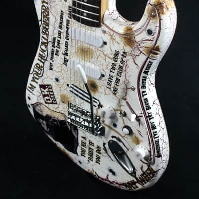 Custom Crackle Painted and Upgraded Fender Squier Strat With Graphics and Matching Headstock image 4