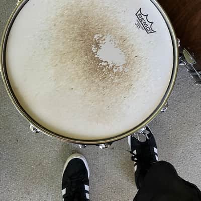 Ludwig L-600 S/L Series 5x14" 8-Lug Wood Snare Drum with Rounded Blue/Olive Badge 1984 - 1988 - Chrome image 7