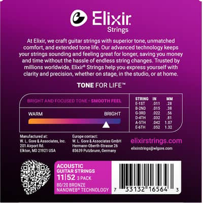 ELIXIR 3-PACK 16564 ACOUSTIC 80/20 BRONZE NANOWEB Bild 3