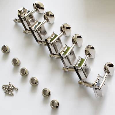 Grover 133N6 Vintage Deluxe, Nickel Tuning Machines 6 In-Line, Oval Metal Button image 1