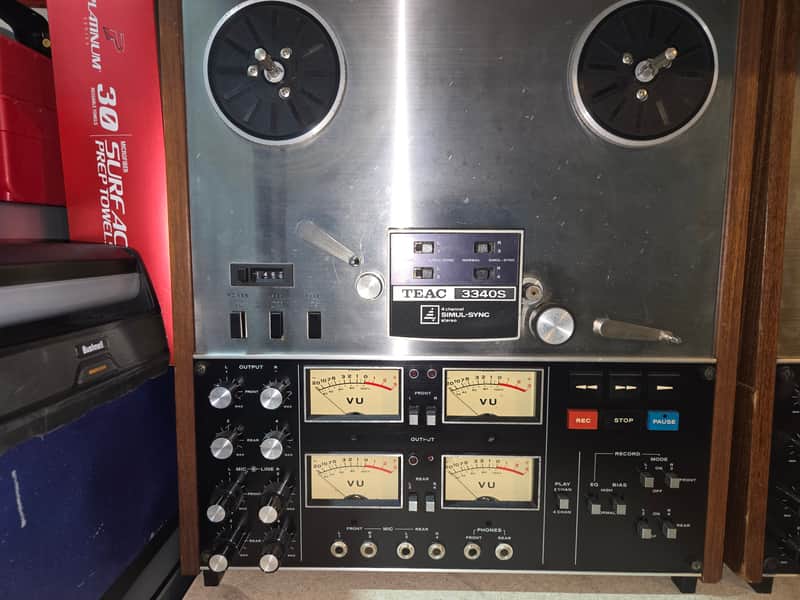 TEAC A-3340S 1/4" 4-Track Reel to Reel Tape Recorder 1970s - Silver