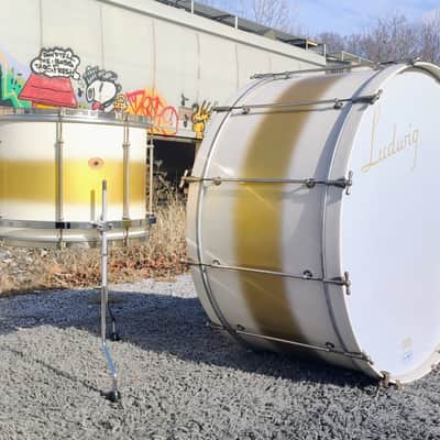30's Ludwig White/Gold Duco 2PC (32"x16" Tube Lug BD + 16"x12" FT) Drum Set image 1