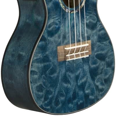LANIKAI QM-BLCEC Quilted Maple Konzert Elektro-Akustik-Ukulele inkl. Koffer blue stain image 5