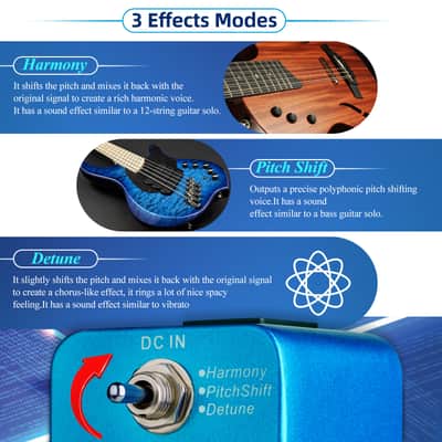 MOOER 3 Effects Modes Harmony/Pitch Shift/Detune Guitar Effect Pedal Pitch Box image 2