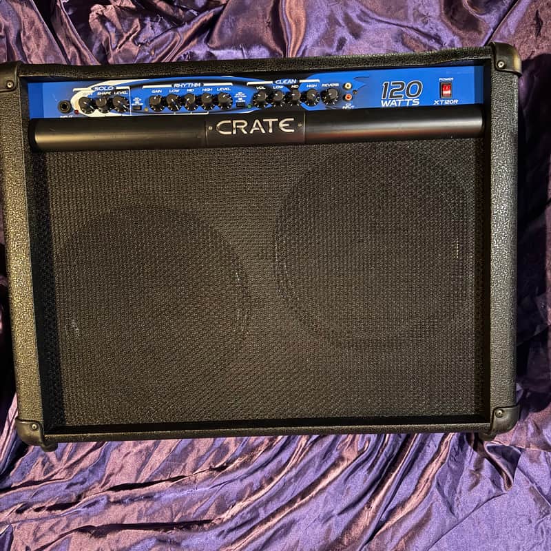 Crate XT120R 120W 2x12 Guitar Combo Amp – New Reverb Tank – Fully Working  - Black with Blue Panel