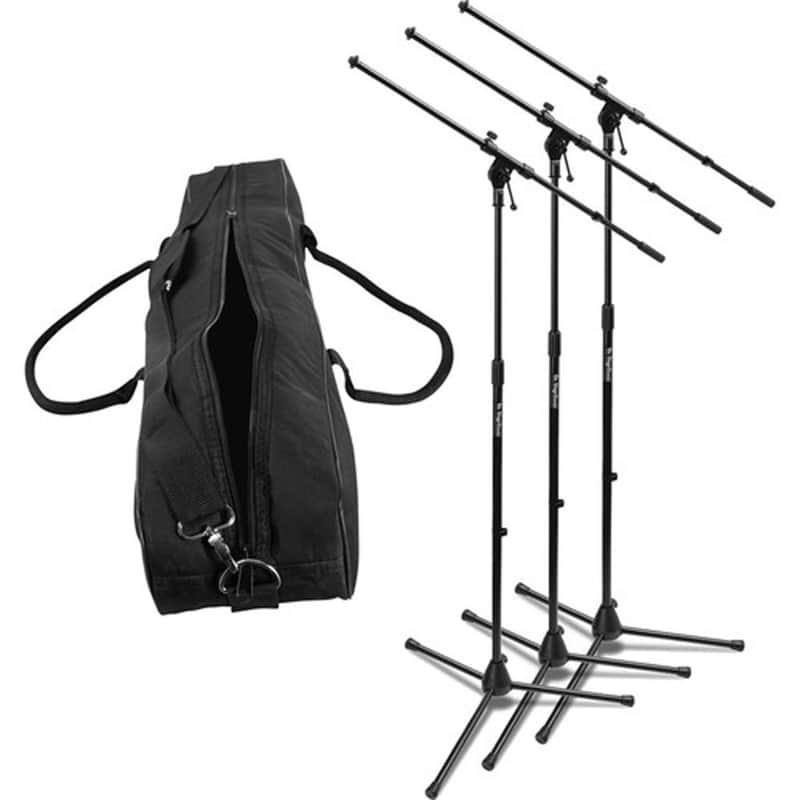 On-Stage MSP7703 Euroboom Microphone Stand 3-Pack w/Padded Bag image 1